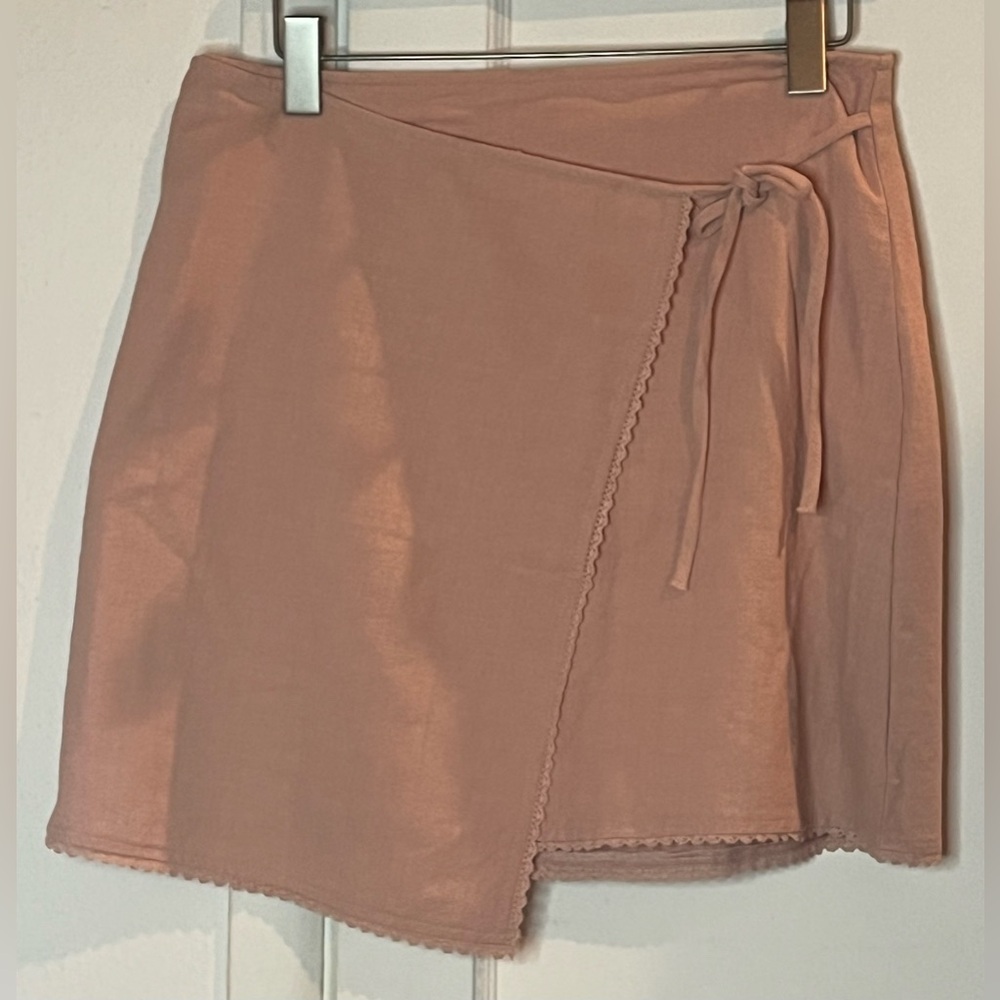 Altar’d State 100% cotton pink faux wrap skirt